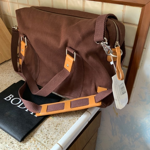 BODHI Weekender Brown Leather trim LAPTOP Bag - Picture 3 of 5